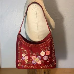 Embroidered beaded silk handmade purse